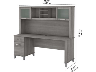 Bush Furniture Somerset 72"W Office Desk with Drawers and Hutch, Platinum Gray (SET018PG)