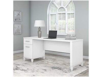 Bush Furniture Somerset 72"W Office Desk with Drawers, White (WC81972)