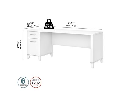 Bush Furniture Somerset 72"W Office Desk with Drawers, White (WC81972)