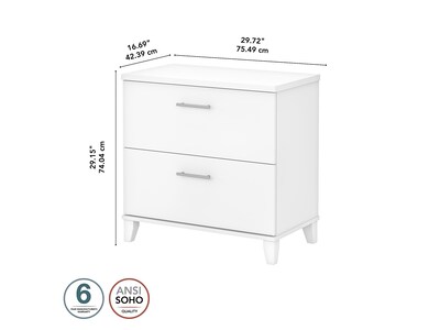 Bush Furniture Somerset 2-Drawer Lateral File Cabinet, Letter/Legal, White, 30" (WC81980)