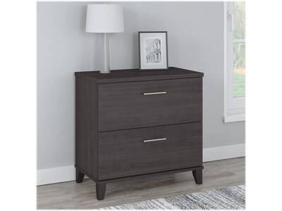 Bush Furniture Somerset 2-Drawer Lateral File Cabinet, 29" x 30", Letter/Legal, Storm Gray (WC81580)