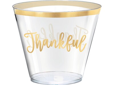 Amscan Thanksgiving Thankful Tumblers, Clear/Gold 30/Pack (350312)