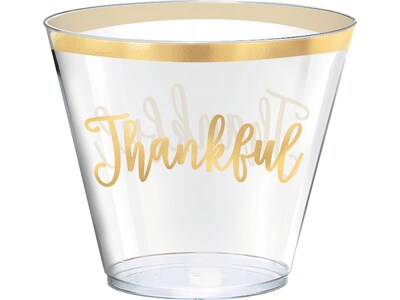 Amscan Thanksgiving Thankful Tumblers, Clear/Gold 30/Pack (350312)