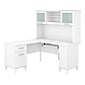 Bush Furniture Somerset 60"W L-Shaped Desk with Hutch, White (SET002WH)