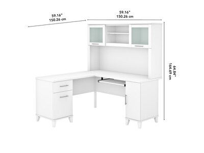 Bush Furniture Somerset 60"W L Shaped Desk with Hutch, White (SET002WH)