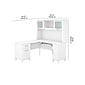 Bush Furniture Somerset 60"W L Shaped Desk with Hutch, White (SET002WH)
