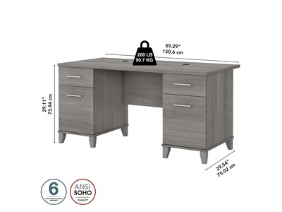 Bush Furniture Somerset 60"W Office Desk with Drawers, Platinum Gray (WC81228K)