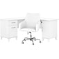Bush Furniture Somerset 60"W L Shaped Desk with Mid Back Leather Box Chair, White (SET022WH)