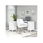 Bush Furniture Somerset 60"W L Shaped Desk with Mid Back Leather Box Chair, White (SET022WH)