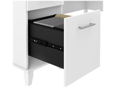 Bush Furniture Somerset 60"W L Shaped Desk with Mid Back Leather Box Chair, White (SET022WH)