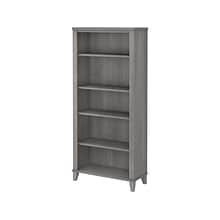 Bush Furniture Somerset 65H 5-Shelf Bookcase with Adjustable Shelves, Platinum Gray Laminate (WC812