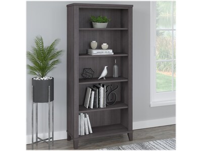 Bush Furniture Somerset 65"H 5-Shelf Bookcase with Adjustable Shelves, Storm Gray Laminate (WC81565)