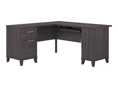 Bush Furniture Somerset 60W L Shaped Desk with Storage, Storm Gray (WC81530K)