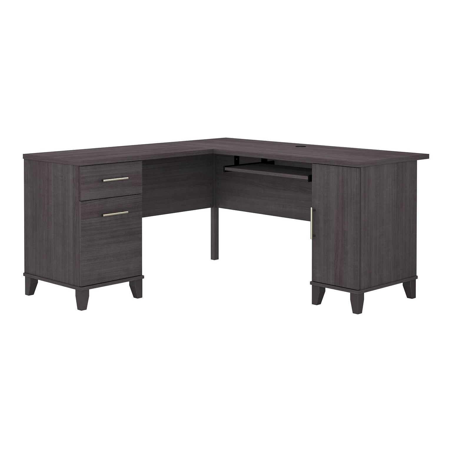 Bush Furniture Somerset 60W L Shaped Desk with Storage, Storm Gray (WC81530K)