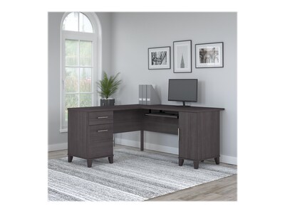 Bush Furniture Somerset 60"W L Shaped Desk with Storage, Storm Gray (WC81530K)