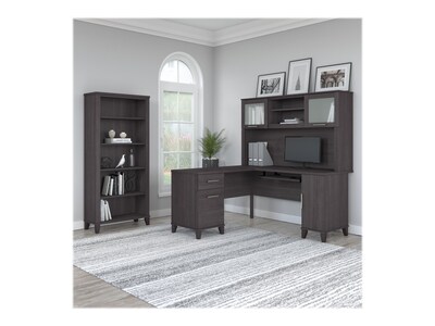 Bush Furniture Somerset 60"W L Shaped Desk with Storage, Storm Gray (WC81530K)