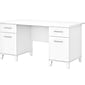 Bush Furniture Somerset 60"W Office Desk with Drawers, White (WC81928K)