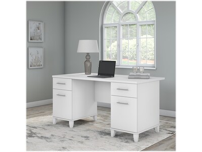 Bush Furniture Somerset 60"W Office Desk with Drawers, White (WC81928K)