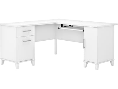 Bush Furniture Somerset 60W L Shaped Desk with Storage, White (WC81930K)