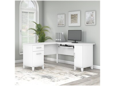 Bush Furniture Somerset 60W L Shaped Desk with Storage, White (WC81930K)