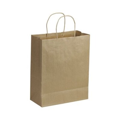 Bags & Bows 13 x 10 x 5 Kraft Paper Shopping Bags, Kraft, 250/Carton (14-100513-RK)
