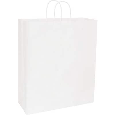 Bags & Bows 16 x 6 x 19 Kraft Paper Shopping Bags, White, 200/Carton (41-9M)