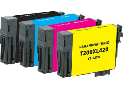 CIG Remanufactured Black/Cyan/Magenta/Yellow High Yield Ink Cartridge for Epson 200XL/Epson 200, 4/Pack