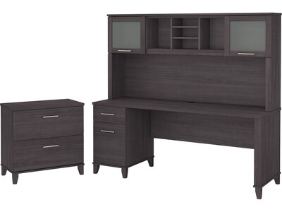 Bush Furniture Somerset 72 Computer Desk with Hutch and Lateral File Cabinet, Storm Gray (SET019SG)