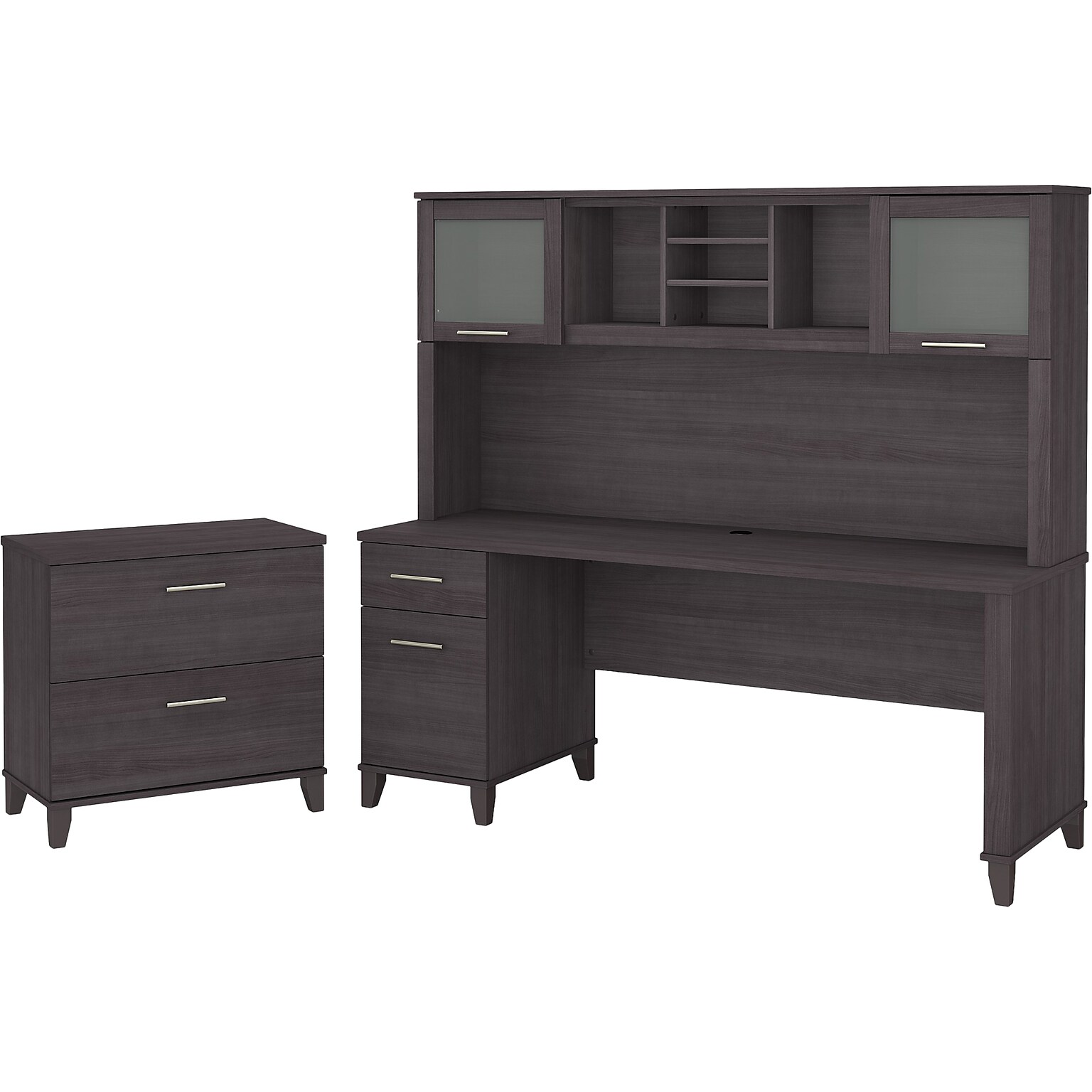 Bush Furniture Somerset 72 Computer Desk with Hutch and Lateral File Cabinet, Storm Gray (SET019SG)