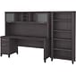 Bush Furniture Somerset 72"W Office Desk with Hutch and 5 Shelf Bookcase, Storm Gray (SET020SG)