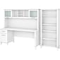 Bush Furniture Somerset 72 Computer Desk with Hutch and 5-Shelf Bookcase, White (SET020WH)