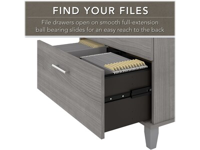Bush Furniture Somerset 72" Computer Desk with Hutch and Lateral File Cabinet, Platinum Gray (SET019PG)