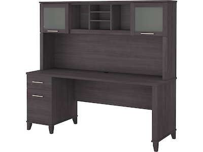 Bush Furniture Somerset 72W Office Desk with Drawers and Hutch, Storm Gray (SET018SG)