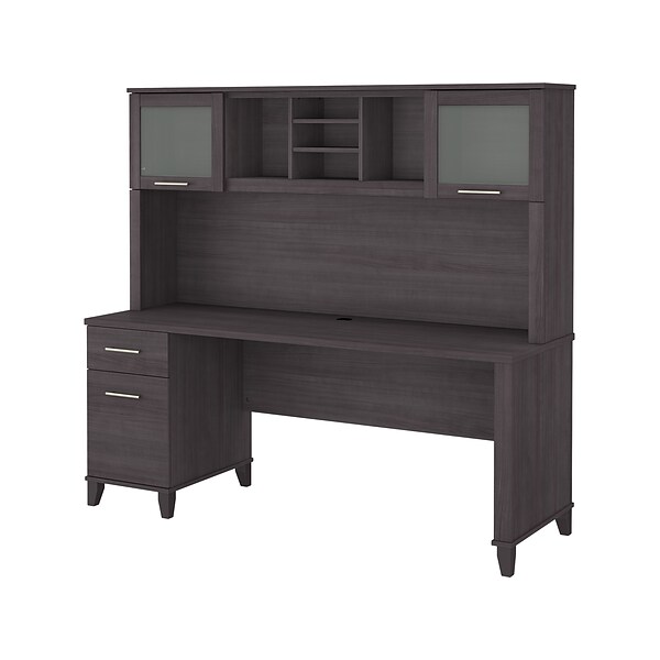 Bush Furniture Somerset 72 Computer Desk with Drawers and Hutch, Storm Gray (SET018SG)