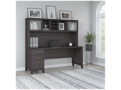 Bush Furniture Somerset 72"W Office Desk with Drawers and Hutch, Storm Gray (SET018SG)