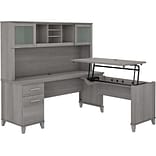 Bush Furniture Somerset 35-41 Adjustable Desk with Hutch, Platinum Gray (SET015PG)