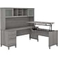 Bush Furniture Somerset 72"W 3 Position Sit to Stand L Shaped Desk with Hutch, Platinum Gray (SET015PG)