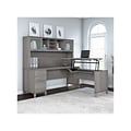 Bush Furniture Somerset 72W 3 Position Sit to Stand L Shaped Desk with Hutch, Platinum Gray (SET015