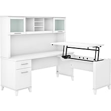 Bush Furniture Somerset 35-41 Adjustable Desk with Hutch, White (SET015WH)