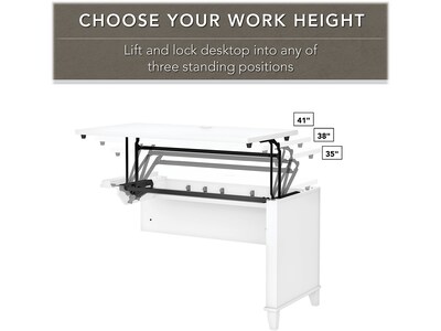 Bush Furniture Somerset 72"W 3 Position Sit to Stand L Shaped Desk with Hutch, White (SET015WH)