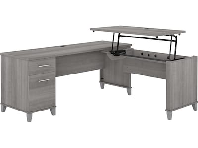 Bush Furniture Somerset 72"W 3 Position Sit to Stand L Shaped Desk, Platinum Gray (SET014PG)