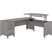 Bush Furniture Somerset 72W 3 Position Sit to Stand L Shaped Desk, Platinum Gray (SET014PG)