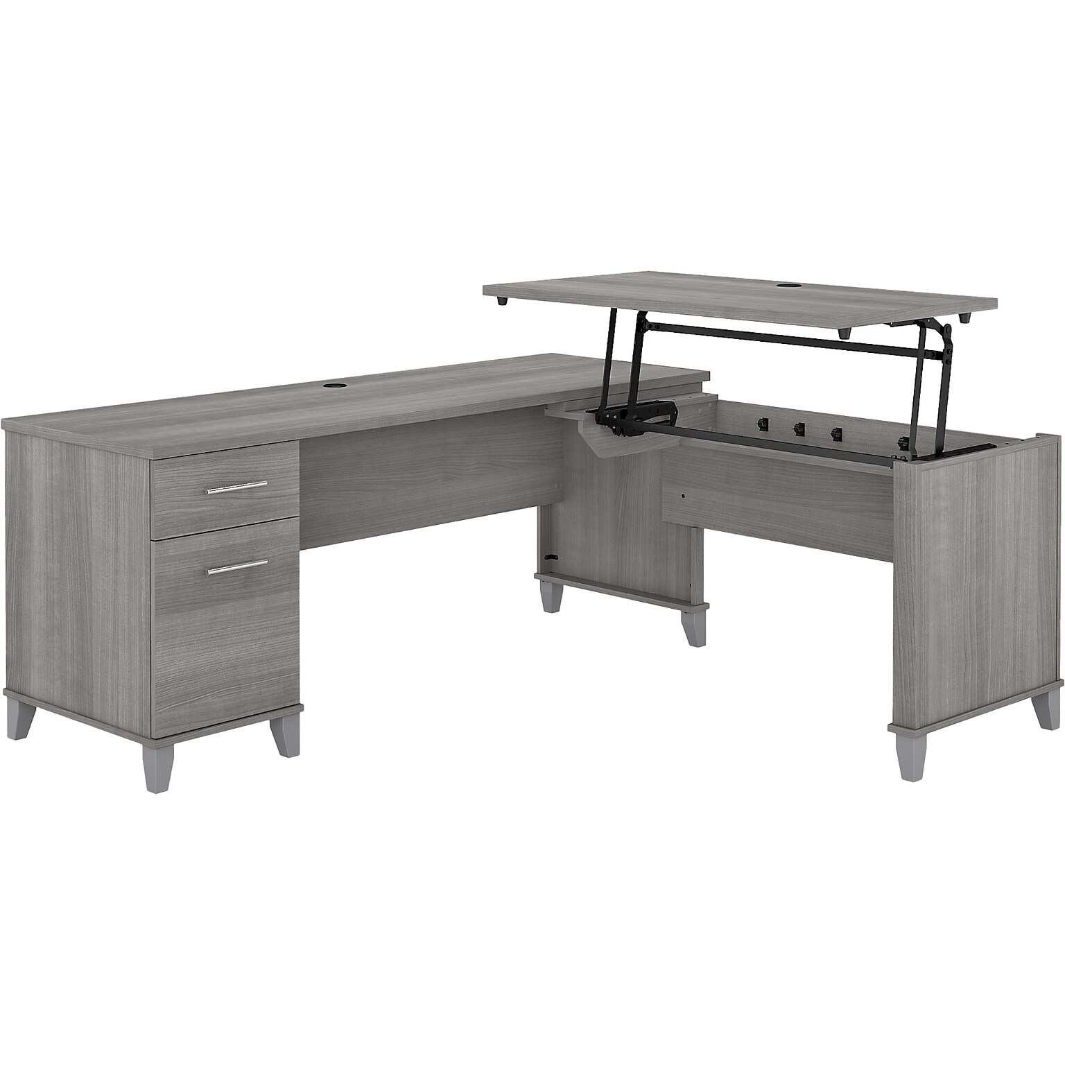 Bush Furniture Somerset 72W 3 Position Sit to Stand L Shaped Desk, Platinum Gray (SET014PG)