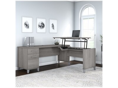 Bush Furniture Somerset 72W 3 Position Sit to Stand L Shaped Desk, Platinum Gray (SET014PG)