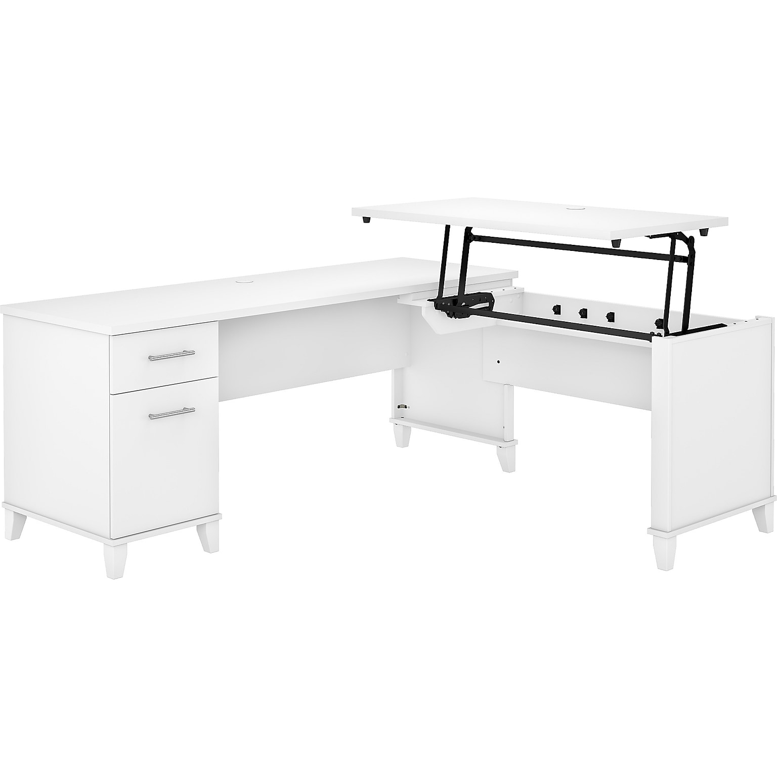 Bush Furniture Somerset 72W 3 Position Sit to Stand L Shaped Desk, White (SET014WH)