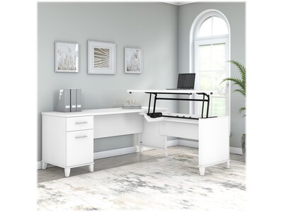 Bush Furniture Somerset 72"W 3 Position Sit to Stand L Shaped Desk, White (SET014WH)