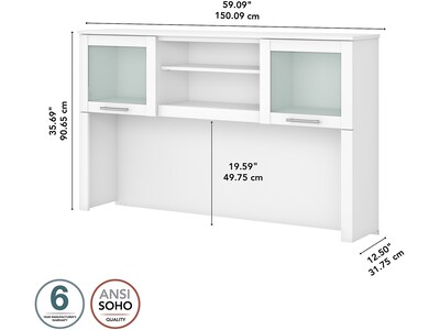 Bush Furniture Somerset 60"W Desktop Hutch, White (WC81931)