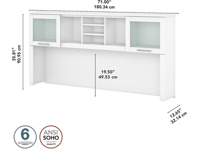 Bush Furniture Somerset 72"W Desktop Hutch, White (WC81911)