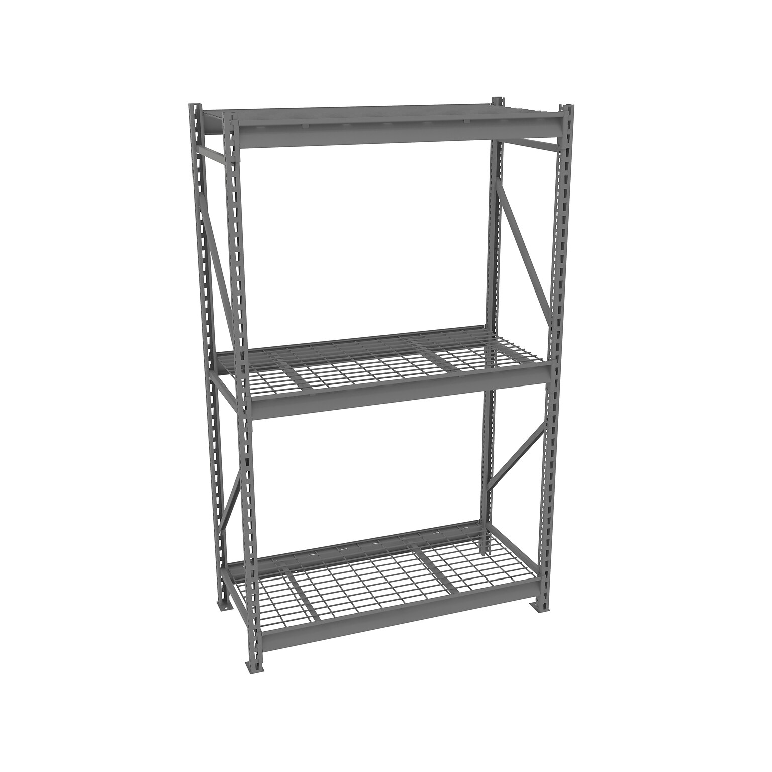 Tennsco Starter Unit 3-Shelf Wire Steel Bulk Storage Rack, 48, Medium Gray (BU-482484WS-MGY)