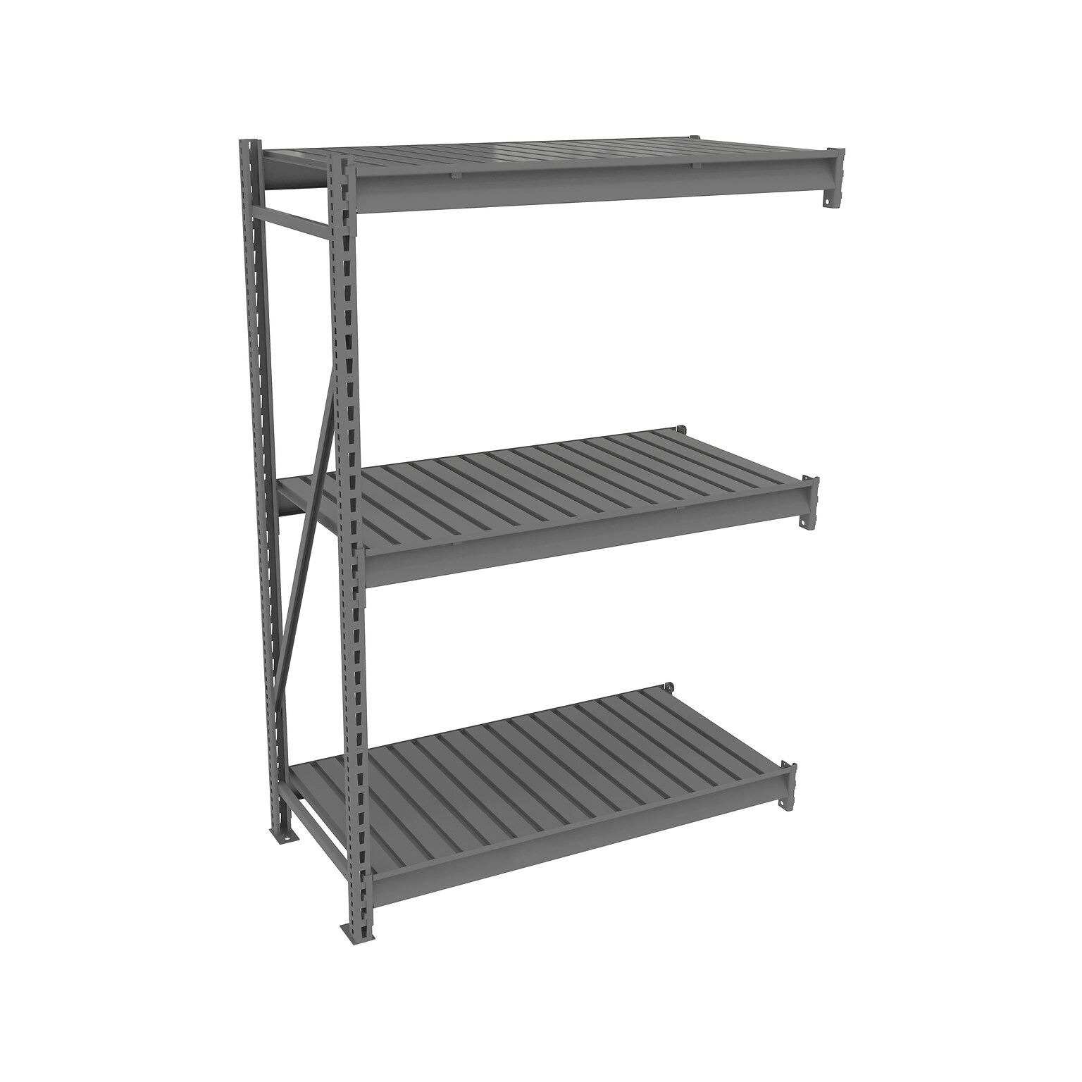 Tennsco Adder Unit 3-Shelf Metal Bulk Storage Rack, 48, Medium Gray (BU-482472CA-MGY)